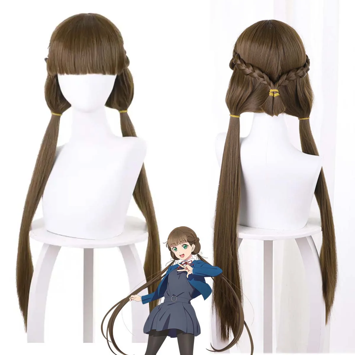 

LoveLive! Суперзвезда!! Лиэлла! Сакуракодзи Кинако Косплей Темно-коричневый парик с хвостиком