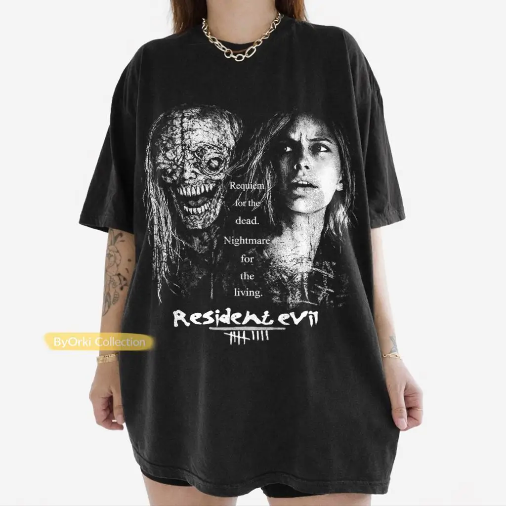 Retro Resident Evil 9: Requiem T-shirt Grace Ashcroft T-shirt Resident Evil Horror Game T-shirt Survival Horror Game Player Gift