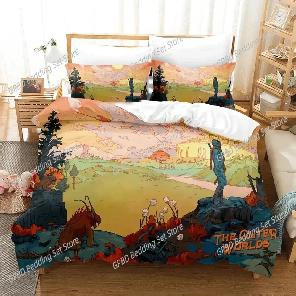 Game Outer Worlds Bedding Set Single Twin Double Queen King Cal King Size Bed Linen Set