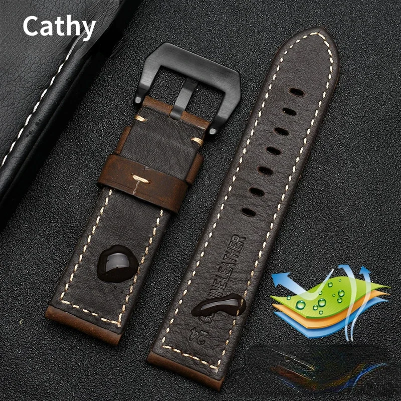 Frosted Crazy Horse Leather Strap for Zenith Pilot Series 29.2430 Waterproof Sweat-Proof Soft Comfortable Men Watchband 20 22mm