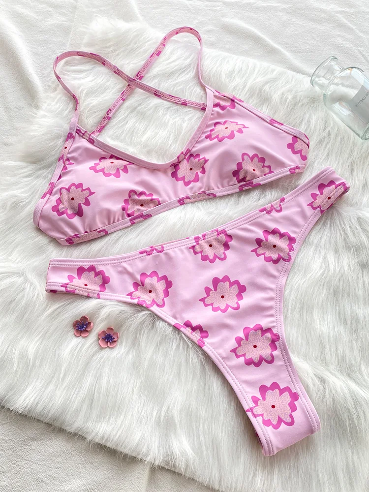 

Miyouj Pink Color Bikini Dot Swimsuit Bandage Bathsuit Sexy Two Piece Suits High Cut Bathwear Low Waiist Biquini Women Swimwear