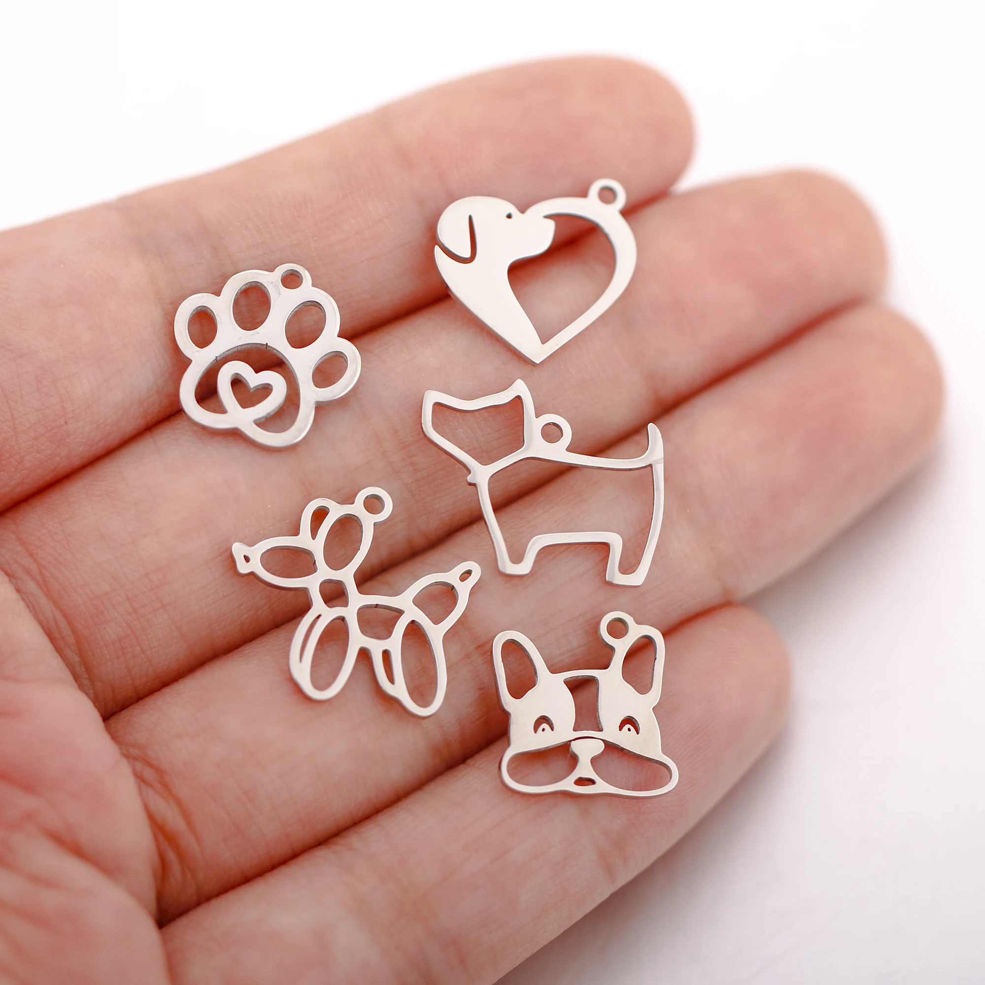 5 sztuk ze stali nierdzewnej Pet Dog Cat Claw Charms i balonowe wisiorki dla psów do wyrobu naszyjników bransoletka kolczyki DIY biżuteria akcesoria