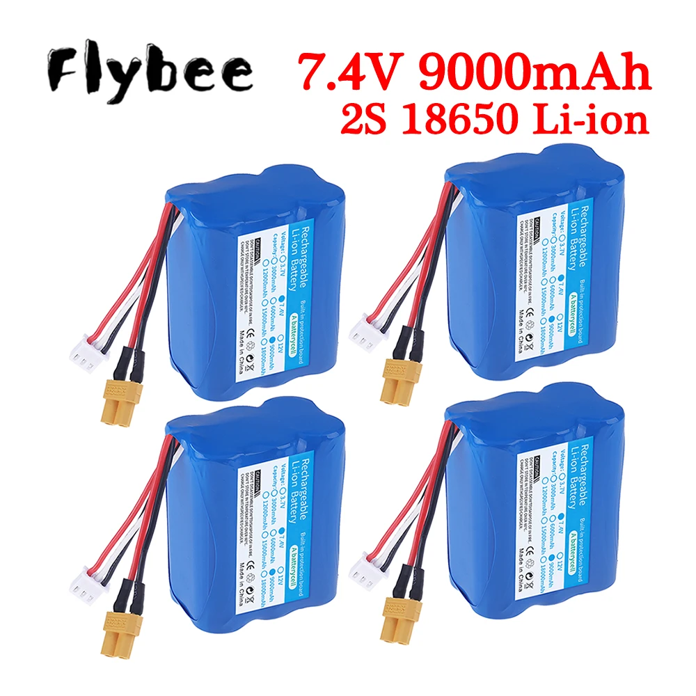 7.4V 9000mAh 18650 Li-ion Rechargable Battery XT30 Plug for HUINA 1580 1583 580 550 582 1/14 RC Electric Construction Excavator