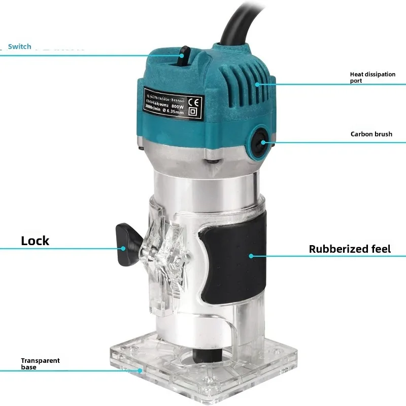 Electric Wood Trimmer Router Slotting Machine Engraving Milling Tool Household Woodworking Edge Trimming Grooving Cutter