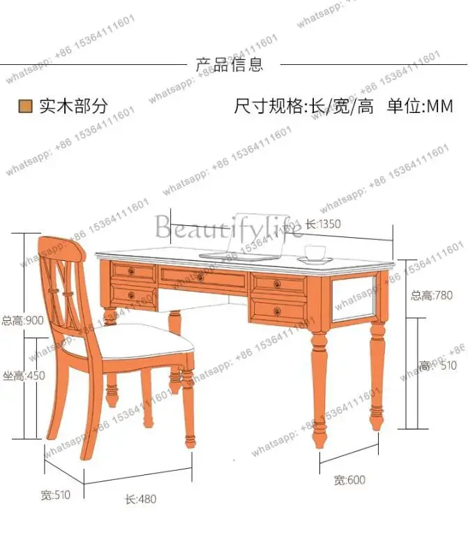 D38 مكاتب مكتب خشبية مصممة أدراج تخزين الكتابة الجمالية دراسة مكاتب الكمبيوتر المنزل الدائمة Scrivania أثاث المكاتب