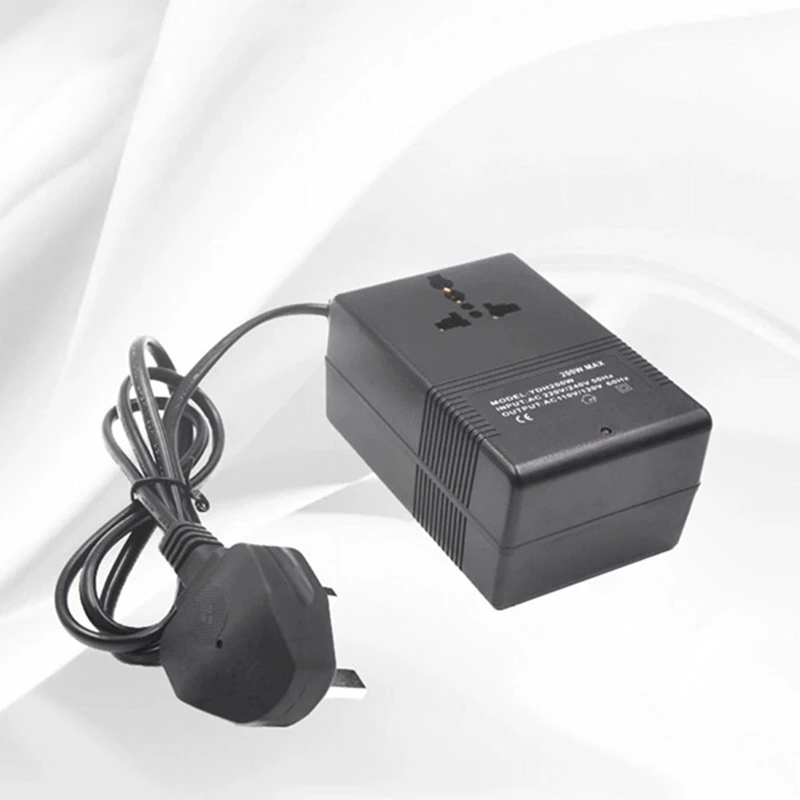 200W 전압 변환기, 220V-110V 변압기, 다운 변압기, 여행용 어댑터, 블랙 영국 플러그