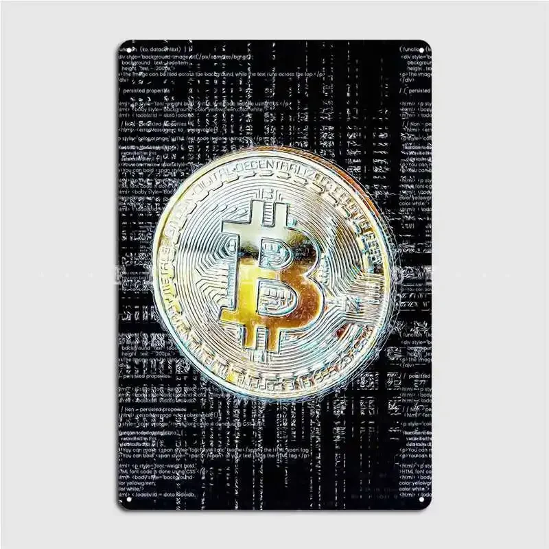 Bitcoin Poster Metal Plaque Personalized Cinema Cinema Garage Plaques Tin Sign Posters