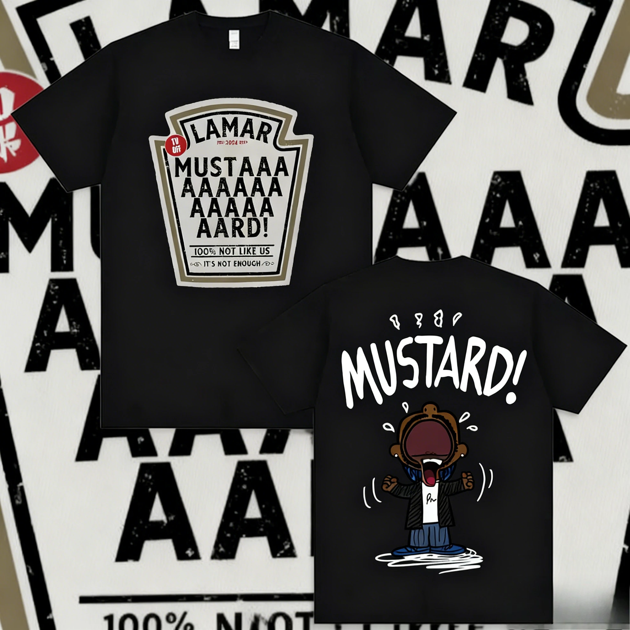 

Футболка Kendrick Lamar Mustard для мужчин и женщин, Harajuku, мода в стиле хип-хоп 2025-26, летняя футболка из 100% чистого хлопка с принтом