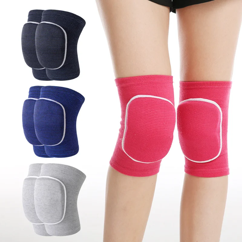 

1 Pair Sports Compression Knee Pads Elastic Knee Brace Protector Thickened Sponge Support for Dancing Roller Volleyball Training