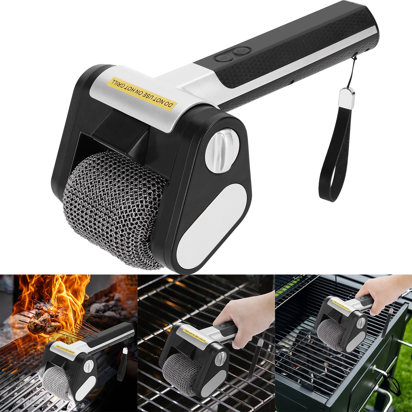 

Бесщеточный очиститель электрического гриля со встроенной светодиодной подсветкой, беспроводной перезаряжаемый очиститель щетки для барбекю для кухни, гриля, кемпинга