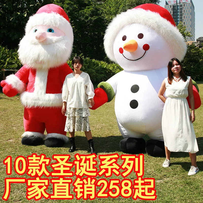 Mascot เครื่องแต่งกาย Snowman เด็ก Santa Claus Street กิจกรรมตลกปาร์ตี้คอสเพลย์ตุ๊กตา Plush ชุดตุ๊กตาสําหรับฮาโลวีนไม่มีแบตเตอรี่
