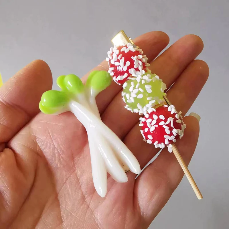 2 pcs bean sprouts/dessert hairclips/fairy garden gnome/moss terrarium home decor/crafts/bottle garden/miniature/statue/figurine