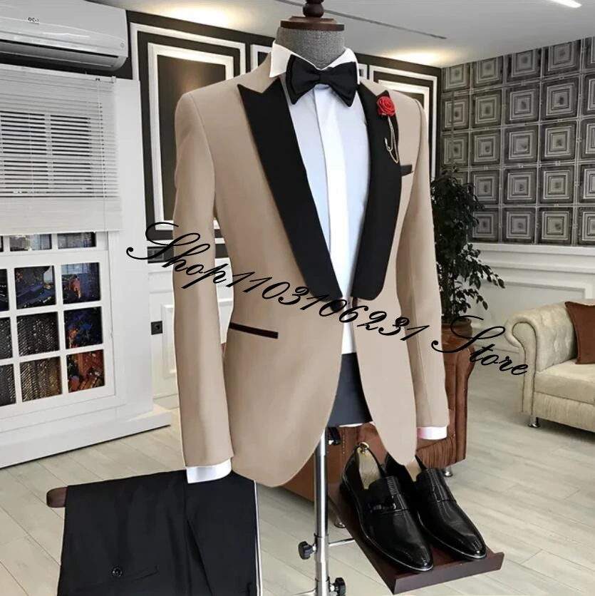 Tailor-made Suits for Men 2 Pieces Slim Fit Formal Wedding Groom Tuxedos Fashion Luxury Business Blazer Pants Costume Homme