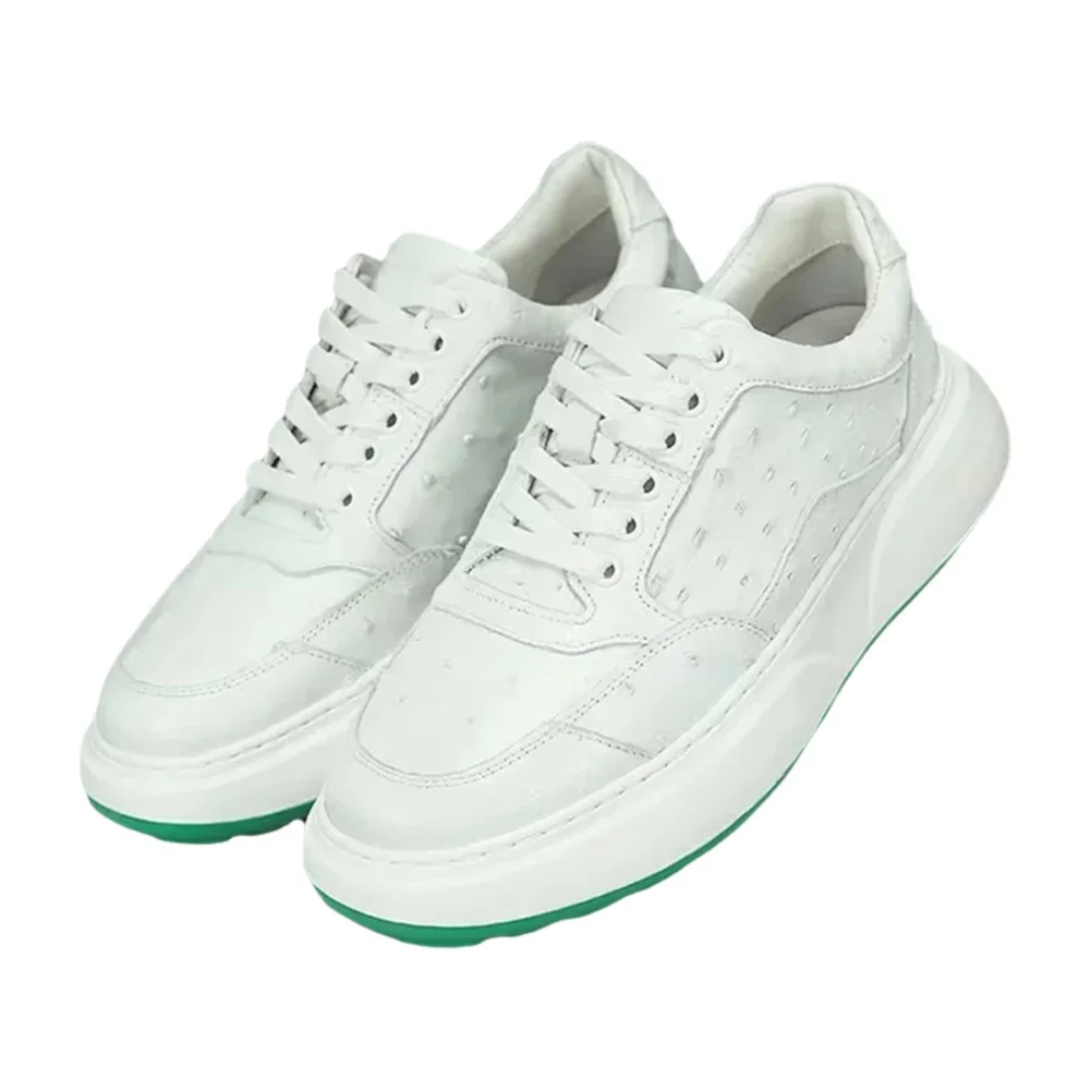 

Новинка 2025 года: Модные повседневные мужские туфли из страусиной кожи, мужская обувь из натуральной кожи PDD777