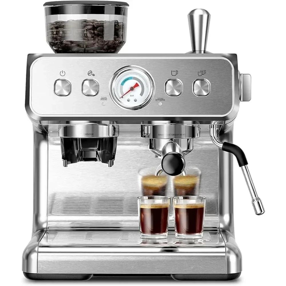 

Espresso Coffee Maker with Milk Frother and Steamer, 20 Bar Commercial Espresso Machine, Automatic Coffee Maker