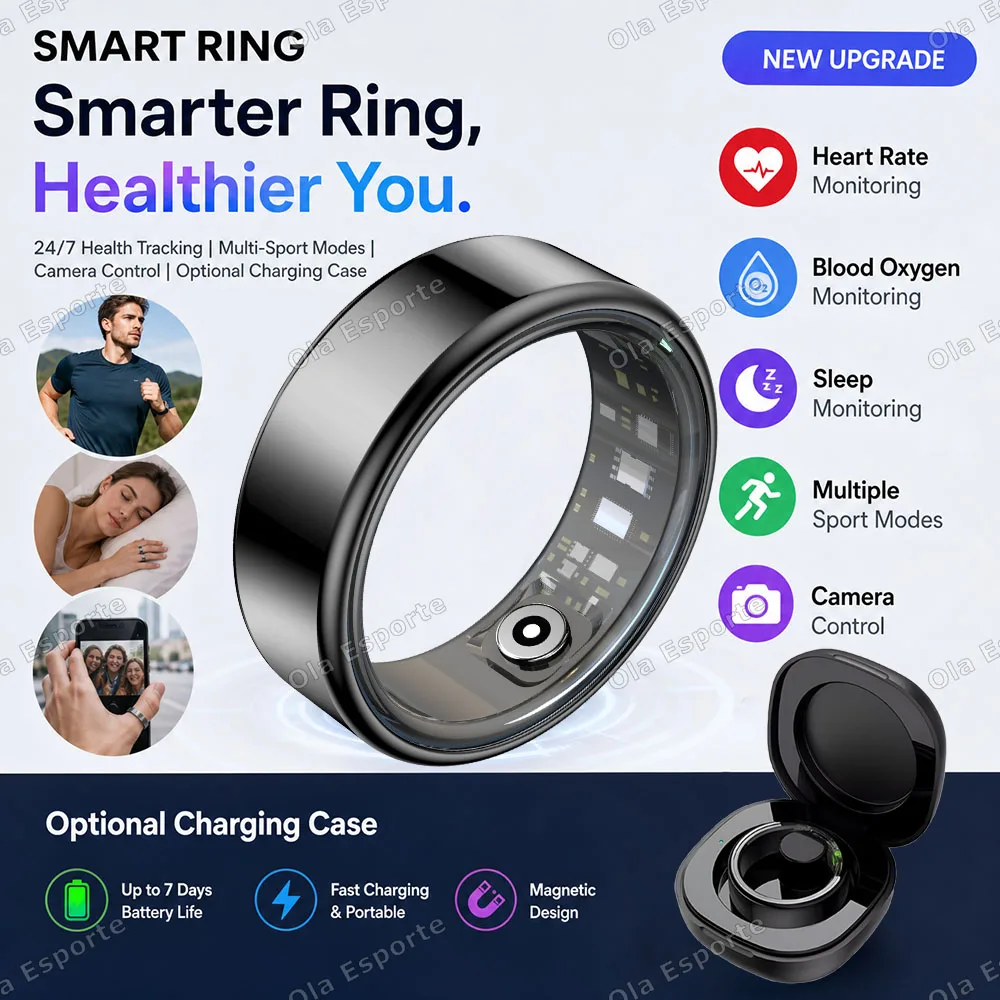 New Smart Ring Heart Rate Blood Oxygen Sleep Health Monitoring Fitness Tracker Waterproof Men Women Smartring Holiday Gifts R88