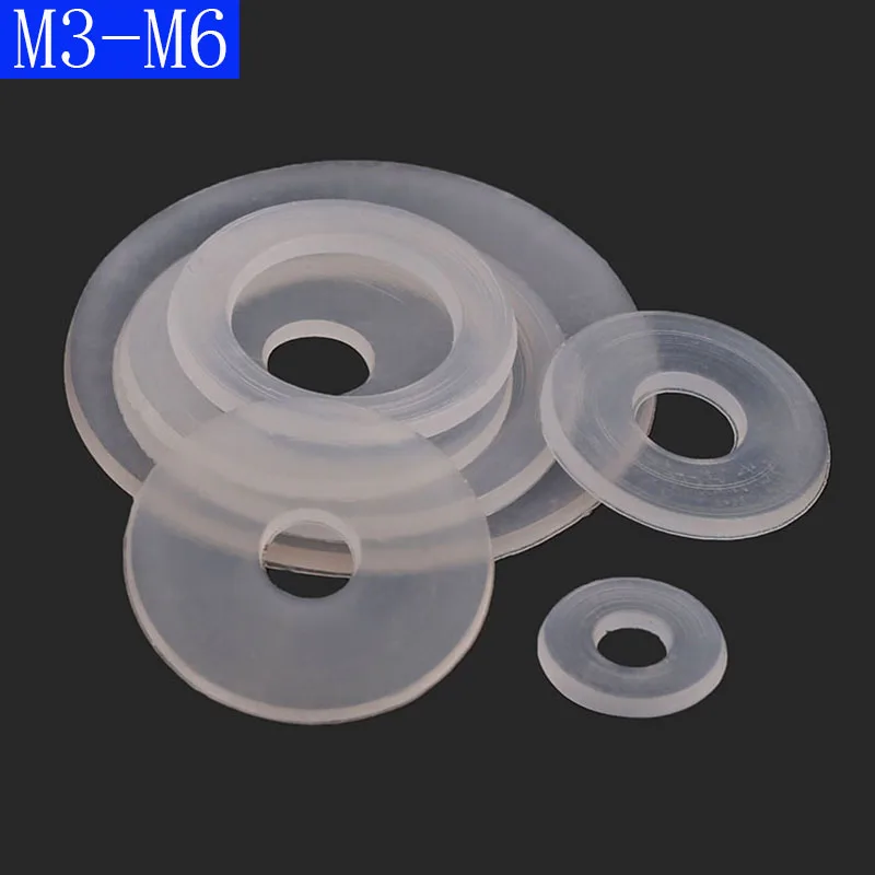 M3 M3.5 M5 M5 M6 Clear Nylon Plain Washers Flat Washer Fit Bolts Screws DIN 125