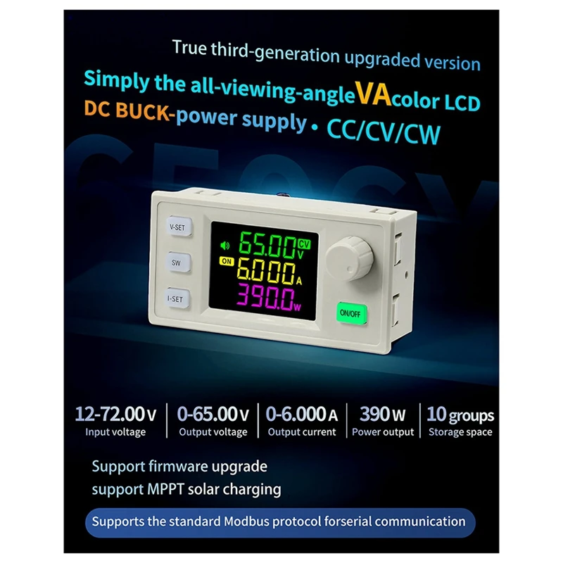 CNC 조정 가능한 DC 조정 전원 공급 장치, 정전압 및 전류, 스텝 다운 모듈, XY6506X, 65V, 6A, 390W, 신제품