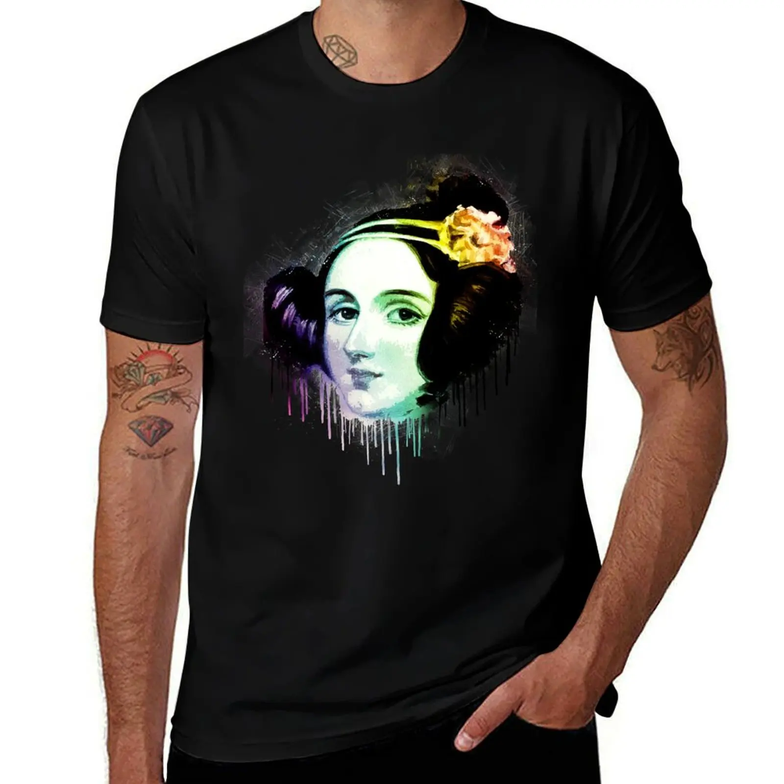 Ada Lovelace Urban Grunge Painting Rainbow Spectrum T-Shirt Anti-Perspiration Workout Top T-Shirt