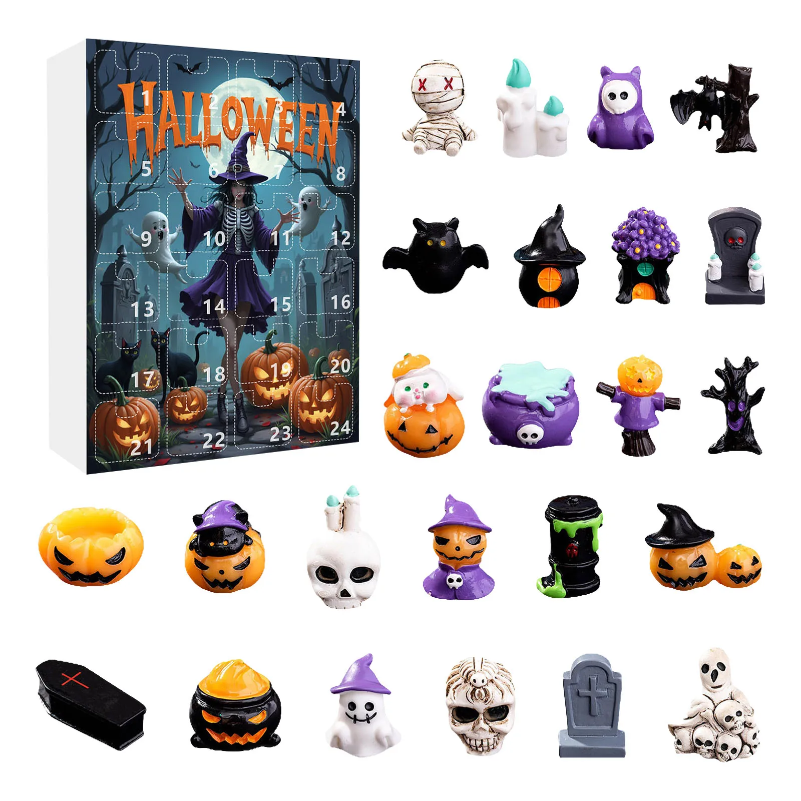 fun toys for kids Halloween Countdown Calendar Pumpkin Resin toy festival popular playthings for children home toy 2025 hot