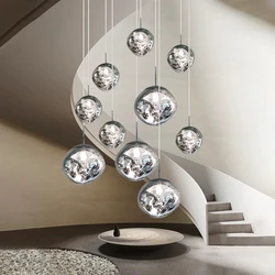 Lampe suspendue en verre de lave en PVC, design nordique, Luminaire décoratif d'intérieur, idéal pour un Salon ou une maison