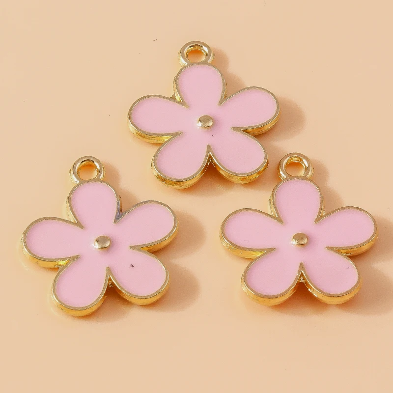 Duarte 20 Teile/los Nette Rosa Farbe Emaille Blume Charms Anhänger für Schmuck Machen DIY Ohrringe Halsketten Armbänder Zubehör – Detail 9