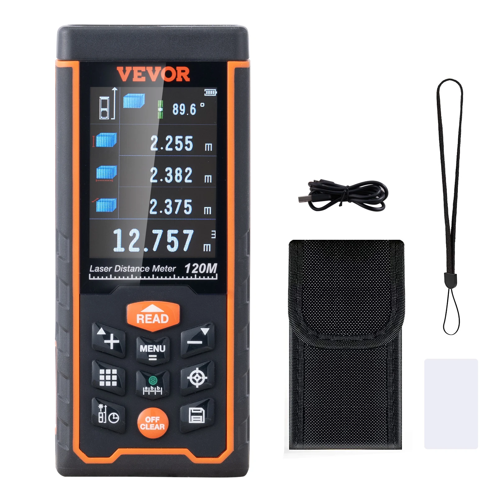 VEVOR Laser Measure 400 ft ±1/16'' Accuracy Laser Distance Measure With LCD Screen Laser Meter