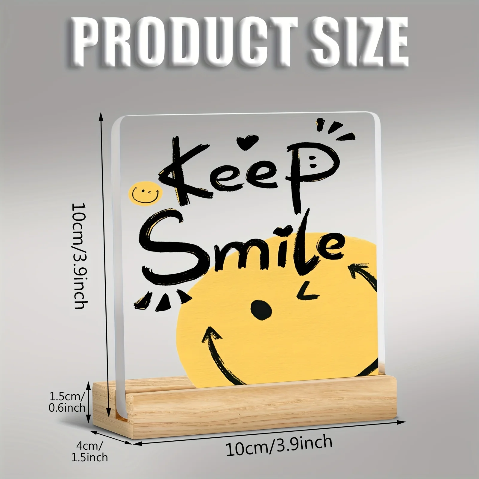 استمتع بالديكور المكتبي من الأكريليك - عبارة تحفيزية للوجه السعيد، طباعة مسطحة ثنائية الأبعاد، زخرفة ملهمة ورف الكتب