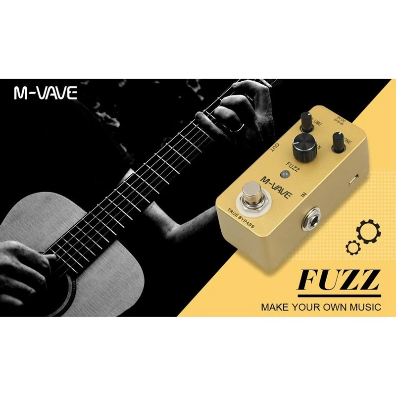 M-VAVE Vintage Fuzz Guitar Effect Pedal Zinc Alloy Shell True Bypass Guitar Pedal for Guitar Accessories Guitar Parts
