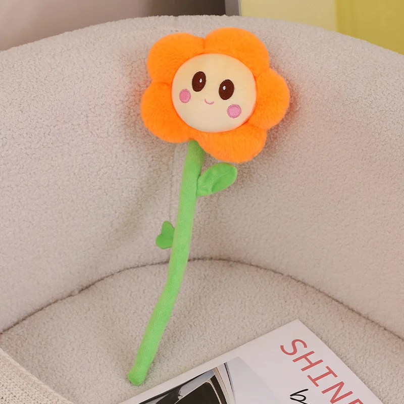40cm Sun Flower Plush Toy Bendable Stems Smile Face Stuffed Doll Home Decor Cartoon Sunflower Plant Kawaii Toy For Wedding Party