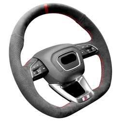 Alfanxi Hand Stitch Alcantara Steering Wheel Cover Compatible with Audi Q3 Q5 SQ5 SQ5 Sportback Q7 SQ7 Q8 SQ8