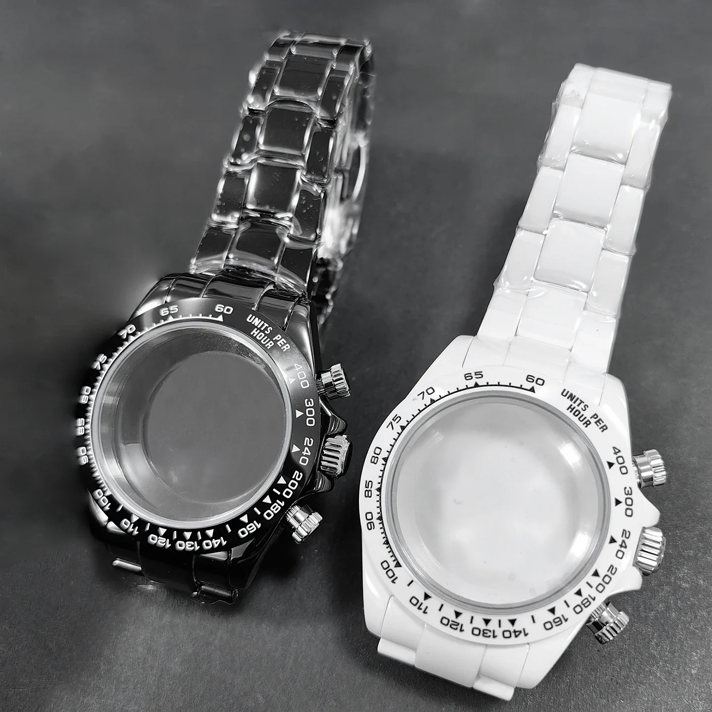 Watch Accessories Compatible with VK63/4130 Movement Ceramic Watch Case Combination White/Black Ceramic Case