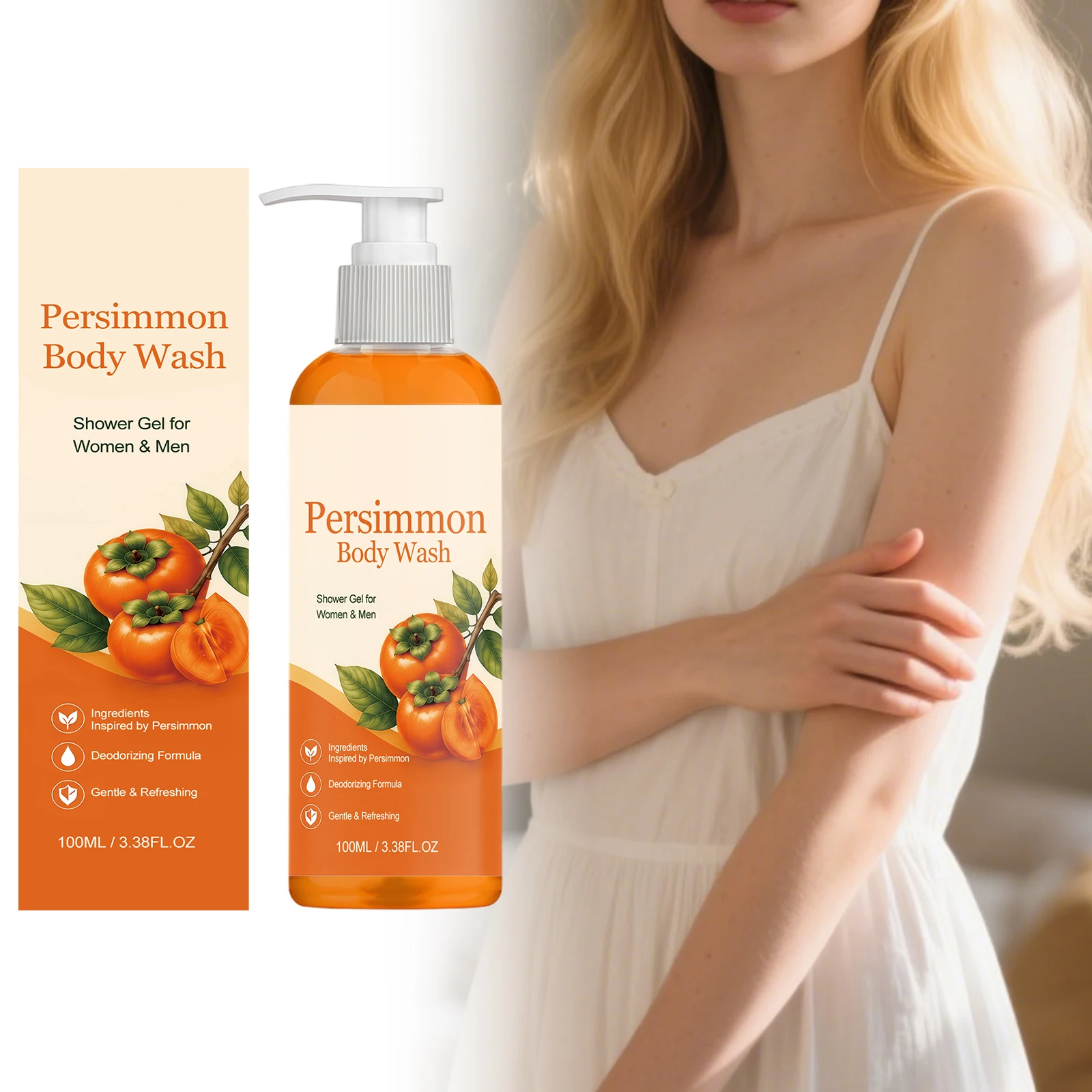 Deodorizing Persimmon Body Wash with Natural Persimmon Persimmon Body Wash Natural Deodorant Bar Soap for Women & Men