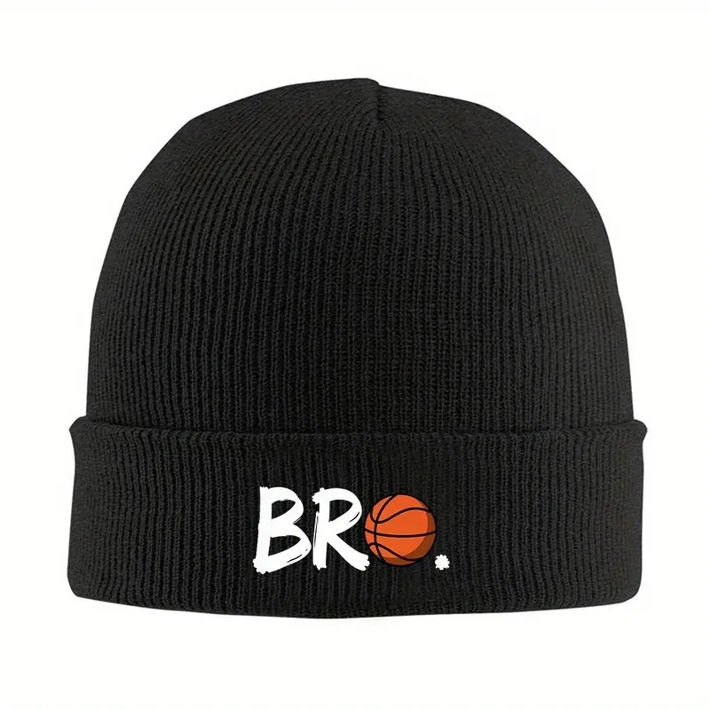 Basketball Bro Print Knit Beanie for Men Women Winter Warm Soft Acrylic Hat