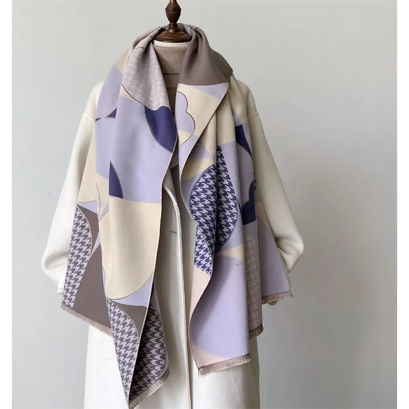 وشاح الشتاء للنساء الكشمير الدافئة طباعة الباشمينا بطانية يلتف الإناث سميكة لينة Bufanda شرابة شال Echarpe المعطف سرق