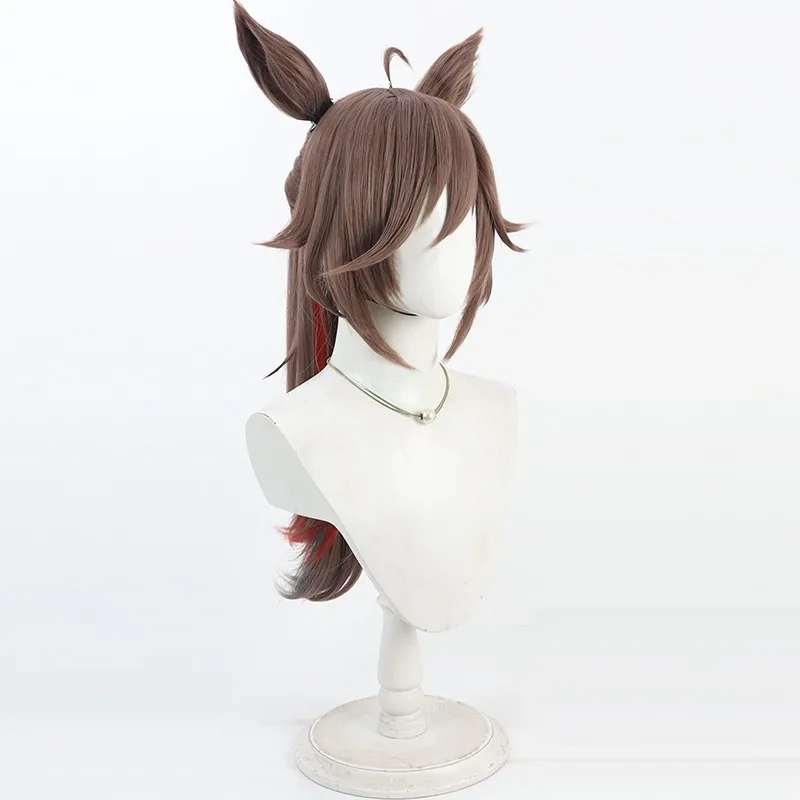 Juego Uma Musume Pretty Derby Sr. C.B. Peluca de Cosplay con orejas, cola, disfraz de fiesta de Halloween, pelo sintético, fibra resistente al calor