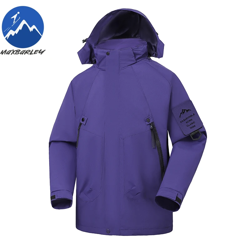 Maxbarley Hiking Waterproof Jacket Men 2025 New Spring Autumn Fashion Windproof Windbreaker Casual Removable Hooded Outerwear