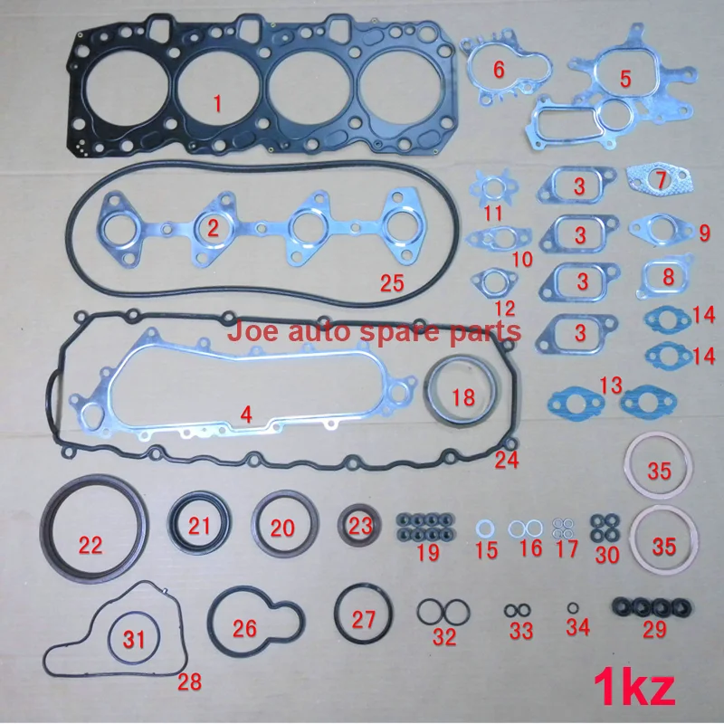 1KZ 1KZT 1KZTE Engine Full gasket set kit for Toyota 4 Runner Land cruiser/90/Prado Hi-lux 2982cc 8v 3.0 TD 04111-67025