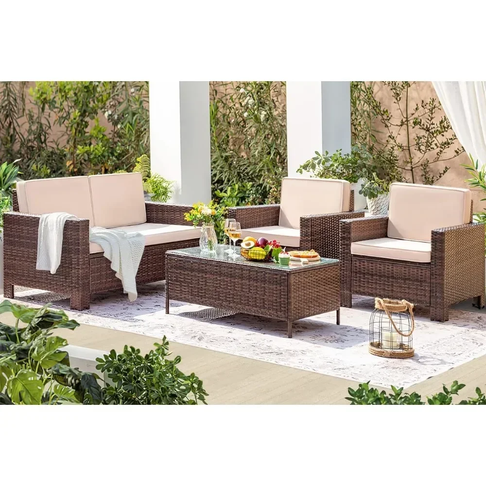 

Outdoor Indoor Backyard Porch Garden Poolside Balcony Use (Beige) Patio Furniture Outdoor Set Nature Hike Table Sets Igt
