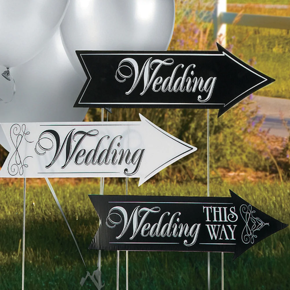 

2Sets Wedding Sign Beautiful This Way Arrow Yard Sign for Outdoor Wedding Decor Directional Guide Signs for Reception Party