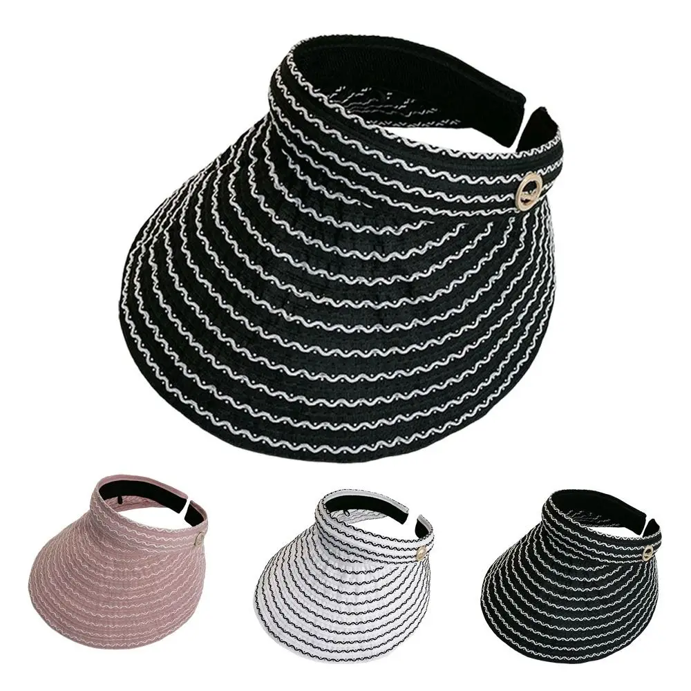 

Fashion Vintage Baseball Caps Casual Wide Brim Visor Cap Simple stripe Sunscreen Hat Women