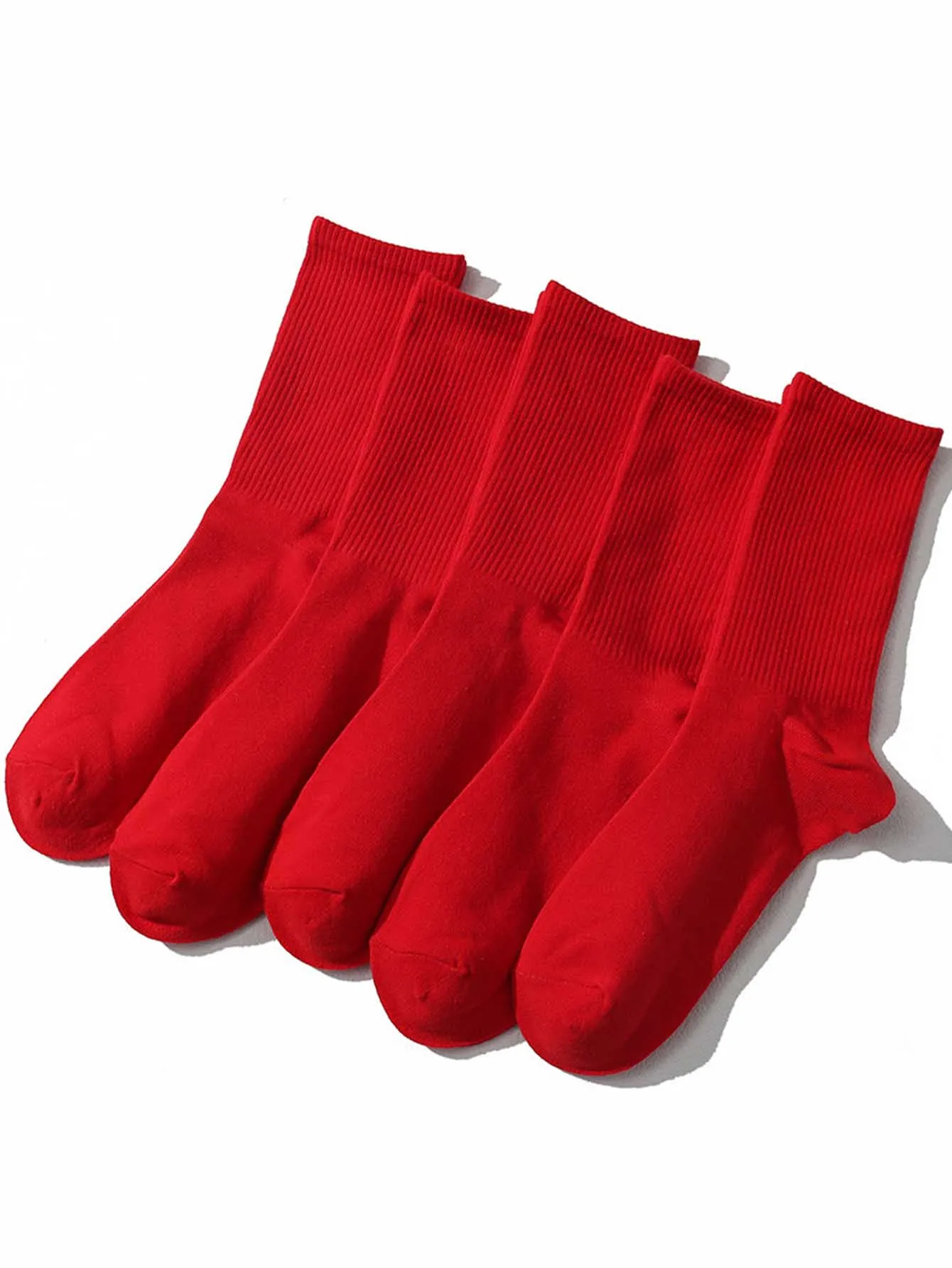 1/5/10/15/20 pairs of pure red zodiac year of birth Women's Mid-Calf Socks