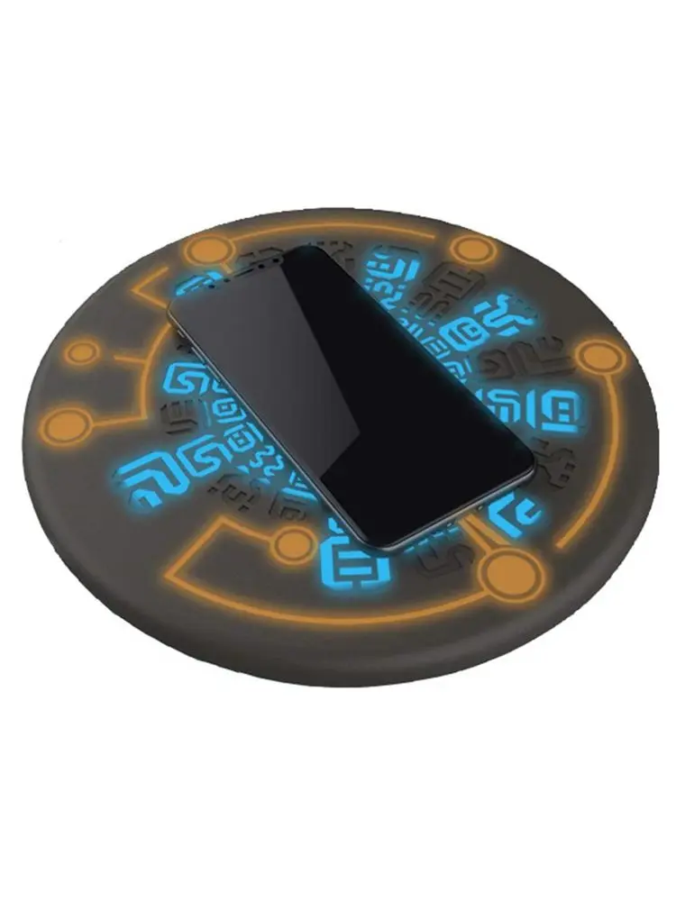 Sheikah runas Magic Array Pad con música y efectos de luz, elementos del templo, cargador inalámbrico de carga rápida de 15W para juegos Funs