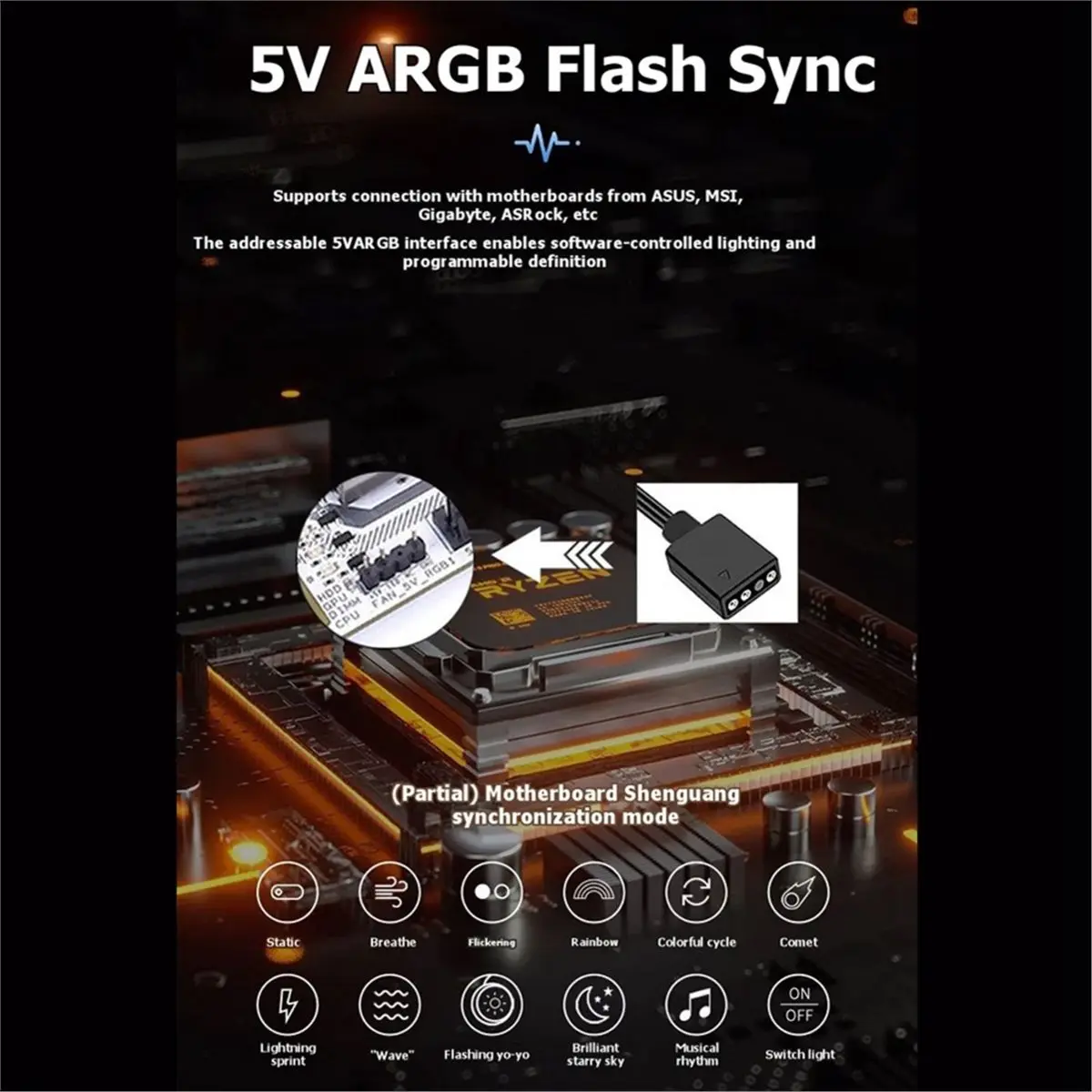 AA80 5V ARGB Sync M.2 SSD Heatsink 5V/3Pin 2280 NVMe M2 Cooler Heatsink Solid State Drive Heat Sink Cooler Black