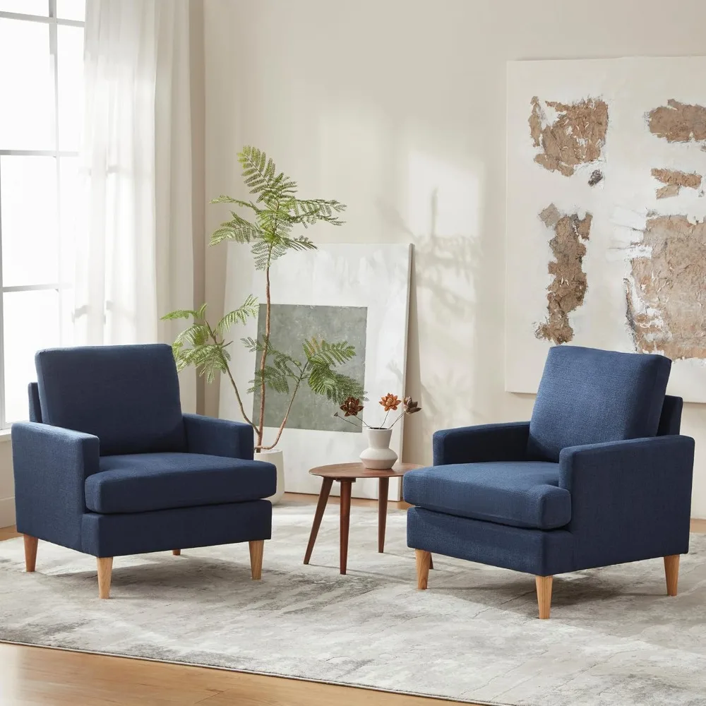 

Mid-Century Accent Chairs Set of 2, Modern Upholstered Armchair for Living Room,Comfy Reading Accent Chairs with Wood Legs