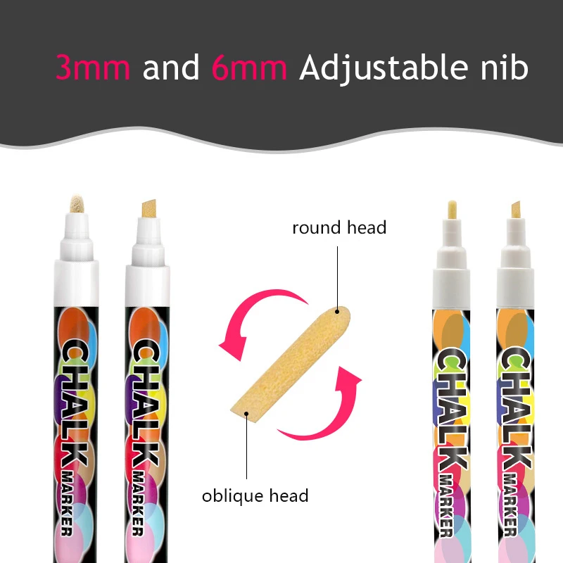 1pcs Erasable Whiteboard Marker Pen 1/3/6/10/15mm Oily Blackboard Chalk Glass Ceramics Art Graffiti Pen Office School Stationery