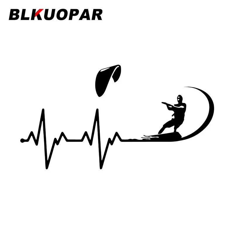 BLKUOPAR Kite Surfing Heartbeat Line Car Stickers Pop Style Decal Scratch-Proof Die Cut Refrigerator Caravan Car Decoration