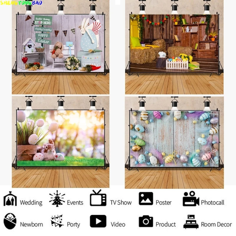 

Vinyl Christmas Day Photography Backdrops Snowman and Easter Halloween Photo Studio Background LGH-02