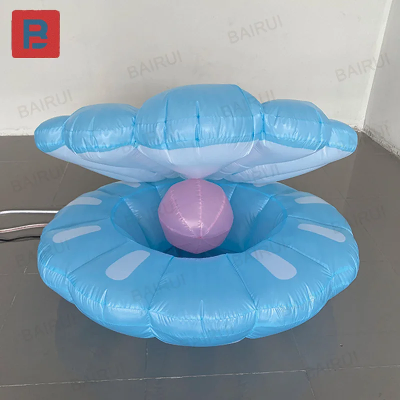 Conchas azules inflables, modelos de aire animal, con sopladores, accesorios de decoración para eventos a gran escala al aire libre y pueden iluminar