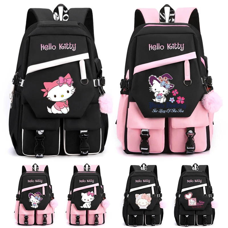 

Cartoon Hello Kitty Backpack Teenage Girl Boy School Backpack Hildren School Bag Women Rucksack Knapsack Canvas Mochilas Escolar